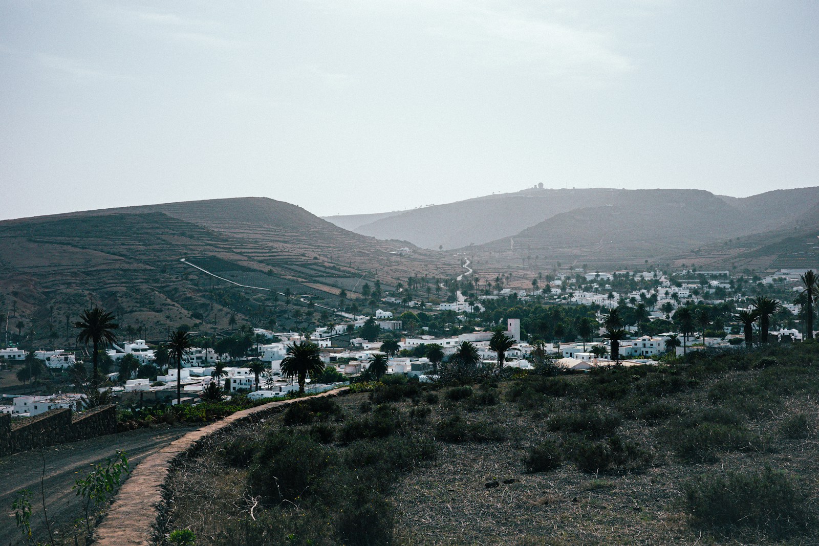 A view of a small town in the mountains